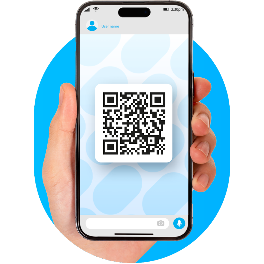 phone with qr code to download the app