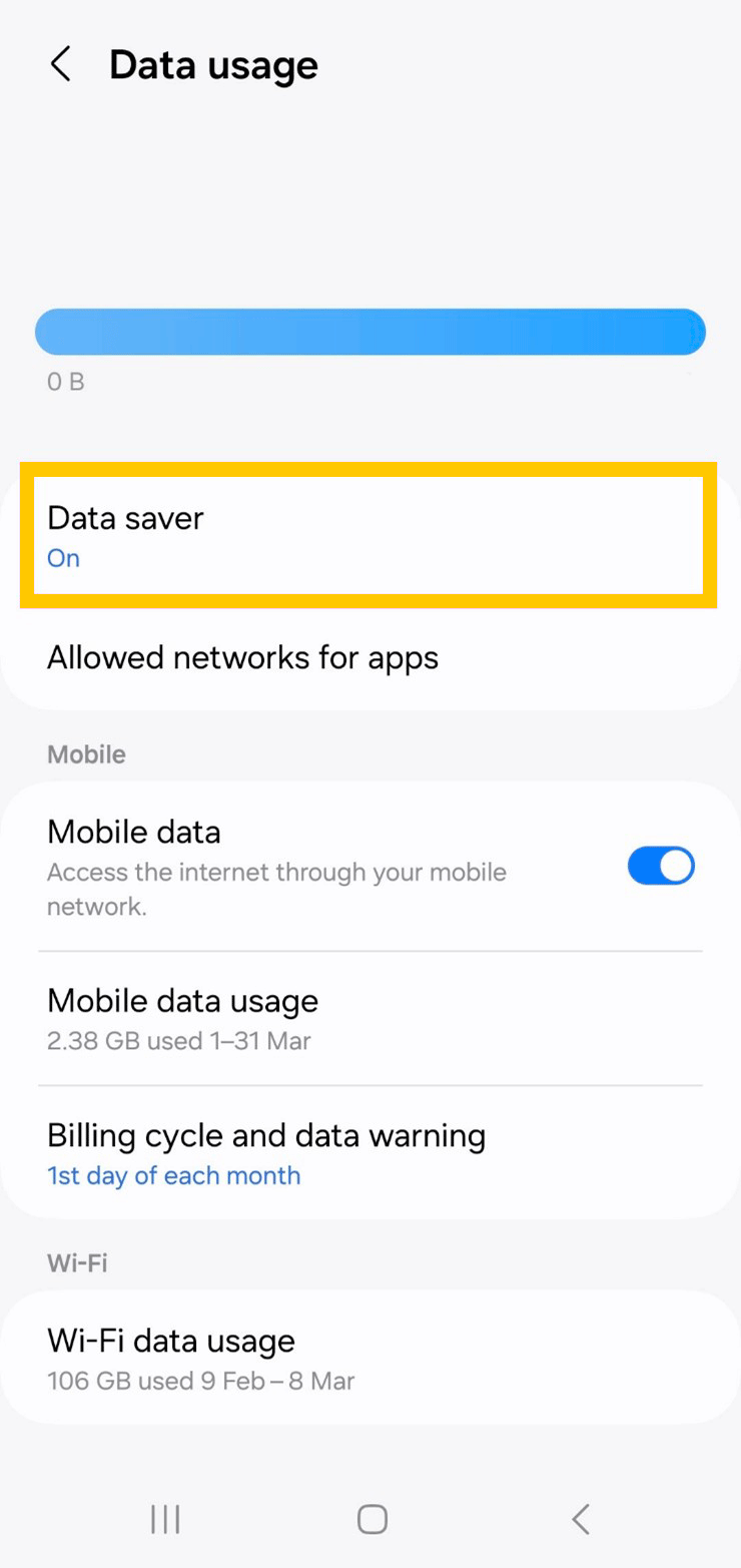 android low data controller screen