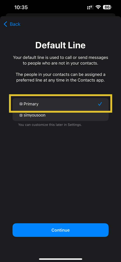 Set your Primary call line